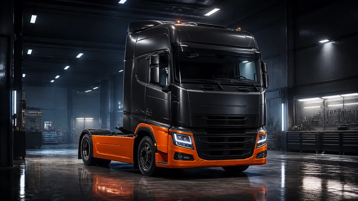 A dark Carcato tractor unit waiting in the depot